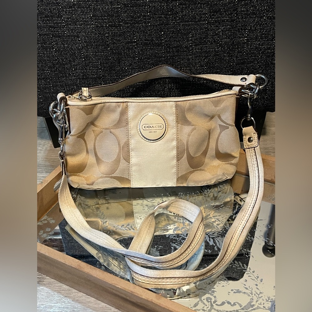 Coach Off White and Tan Crossbody Bag